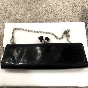 Aldo Black Patent Faux Leather Clutch with Strap